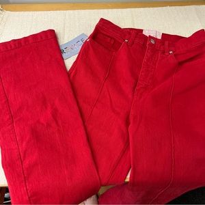 NWT Revice Denim Avalon Red Denim Cutout Jeans in Roses